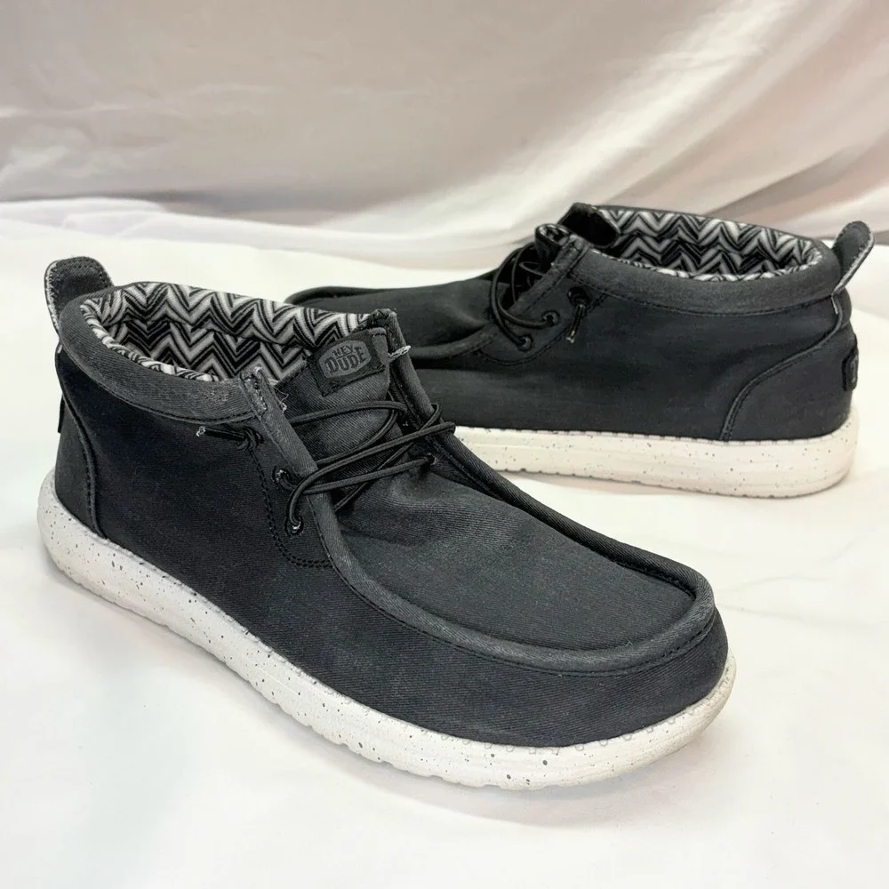 Hey Dude Wally Mid Canvas Shoes Mens Size 9 Gray Slip-On Casual Lightweight